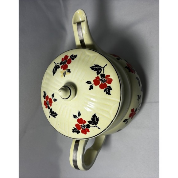 🌸Hall's Superior Quality Red Poppy Sugar & Creamer & Tea Pot With Lids - Picture 4 of 15